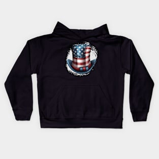 4th of July Patriotic American Flag Hat Kids Hoodie